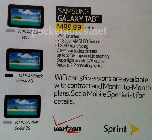 ¿Galaxy Tab sin 3G? Aparece en un anuncio de Best Buy