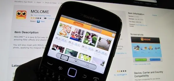MOLOME; red social de fotografía tipo Instagram para BlackBerry