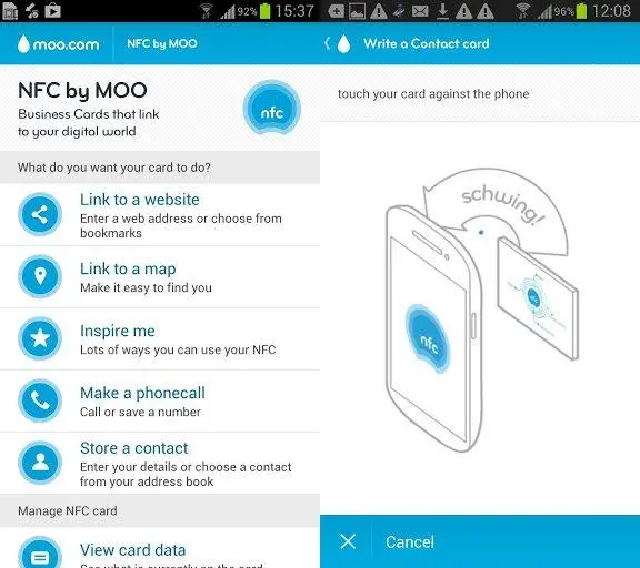 NFC by MOO: Tarjetas de presentación editables desde móviles