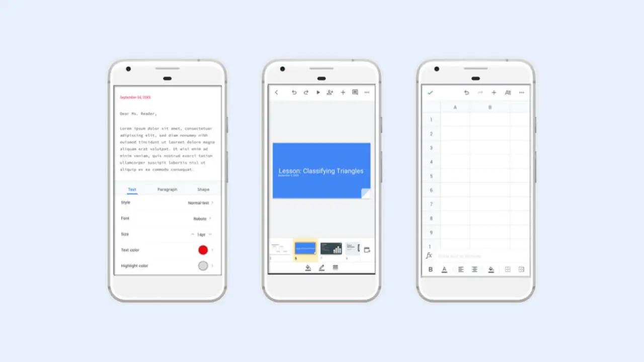 Google actualiza el diseño de Docs, Sheets, y Slides en Android