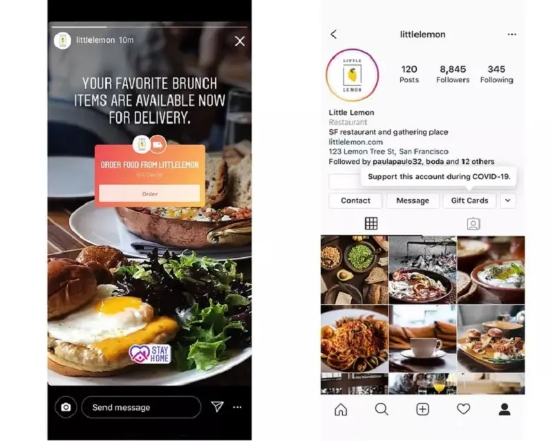 Instagram agrega stickers para apoyar a restaurantes y pymes 