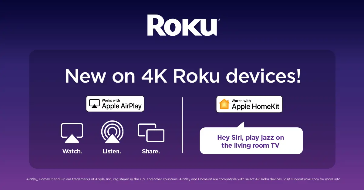 Roku anuncia disponibilidad de HomeKit y AirPlay 2