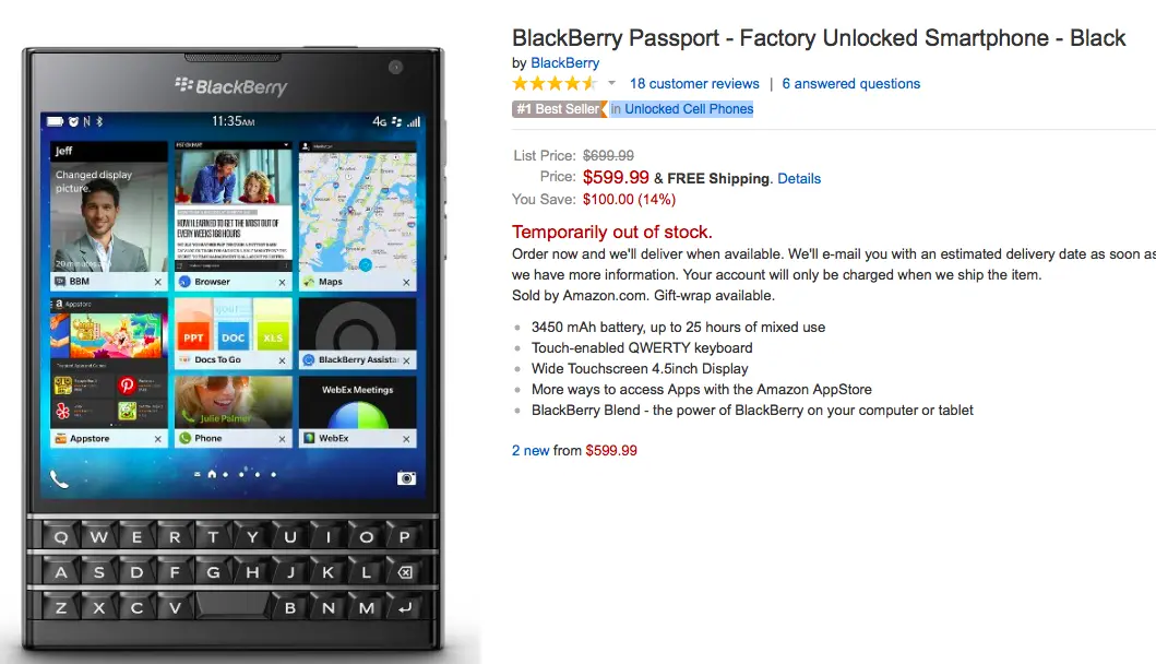 BlackBerry Passport Amazon