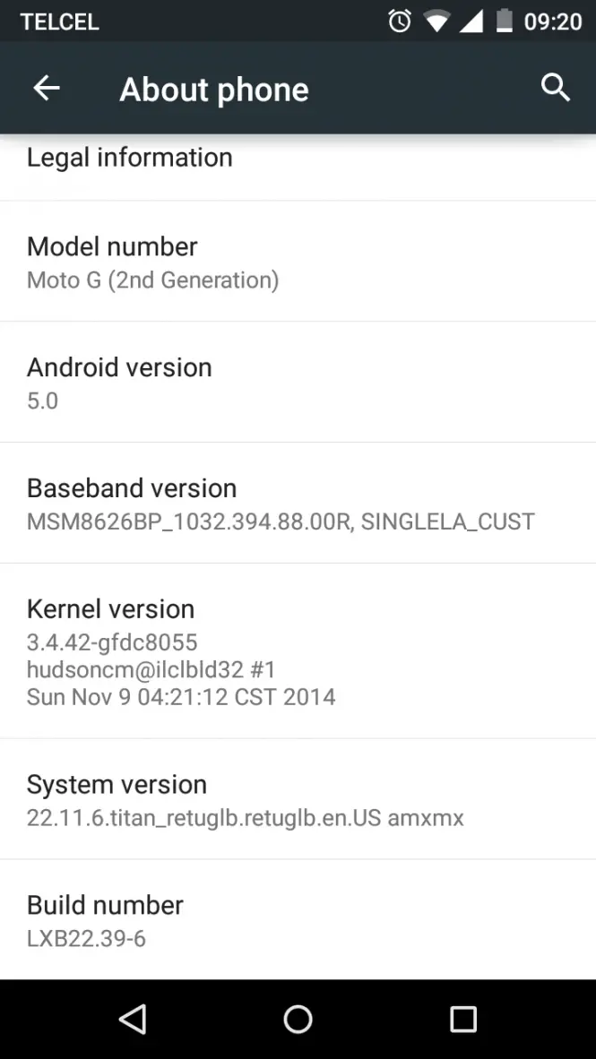 Screenshot Lollipop en Moto G 2014