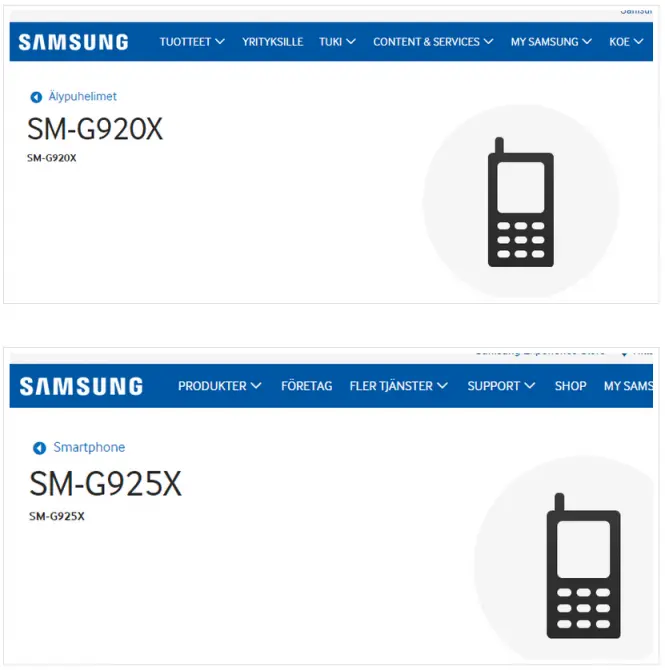 Galaxy S6 y Galaxy S6 Edge en página de soporte de Finlandia y Suiza