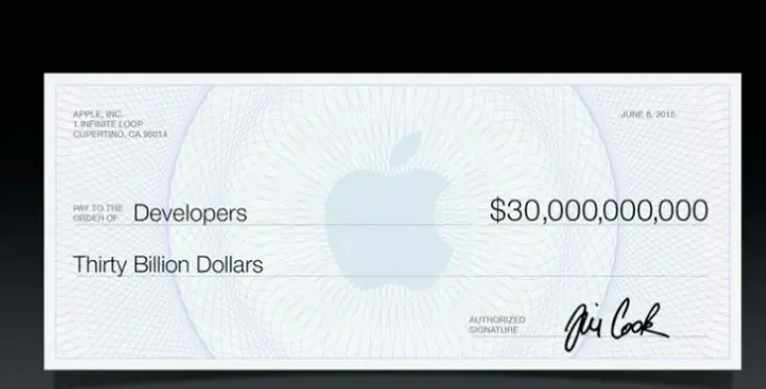 aple apps store cheque