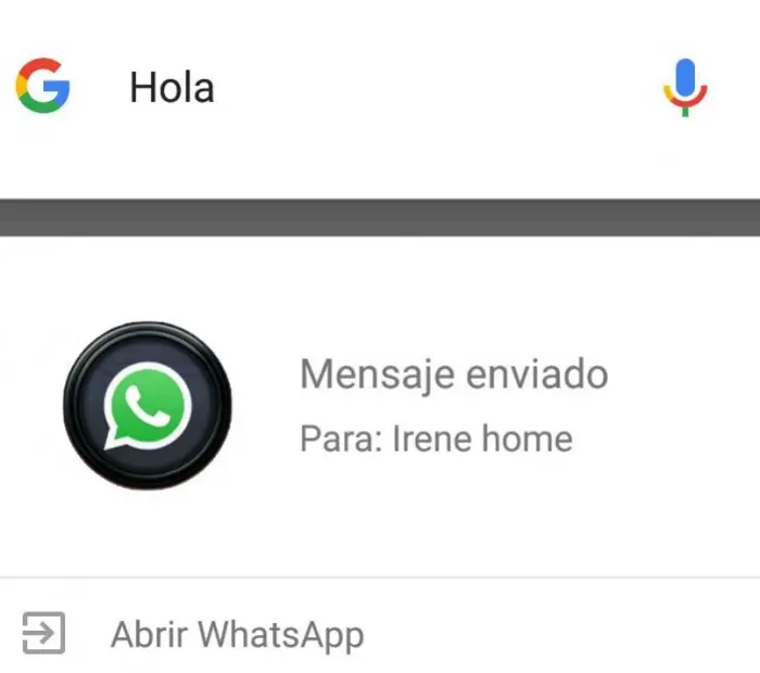 mensaje enviado google now whatsapp