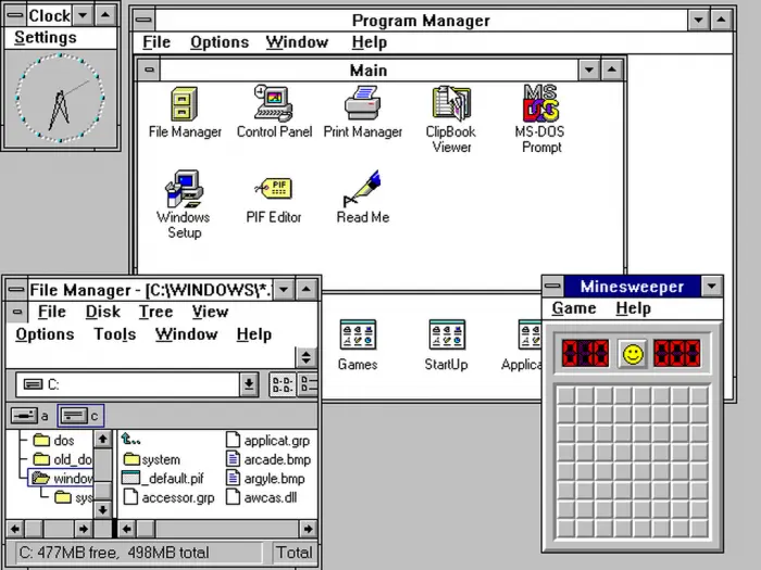 Windows 3.0 ofrecía una mejor interfaz e usuario, nuevos programas y un administrador de archivos