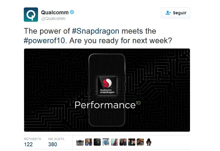 Tuit de Qualcomm sobre HTC 10