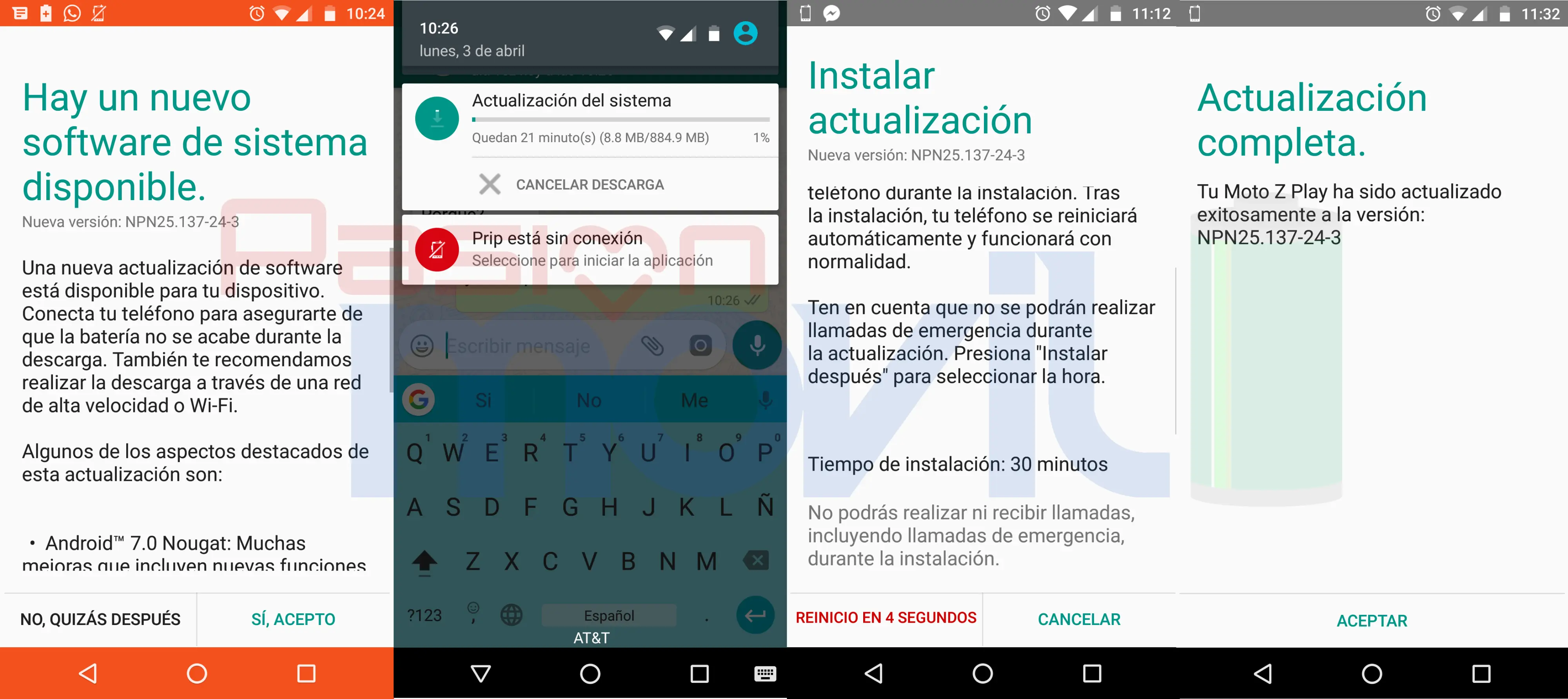 moto-z-play actualizacion android 7.0 nougat mexico att