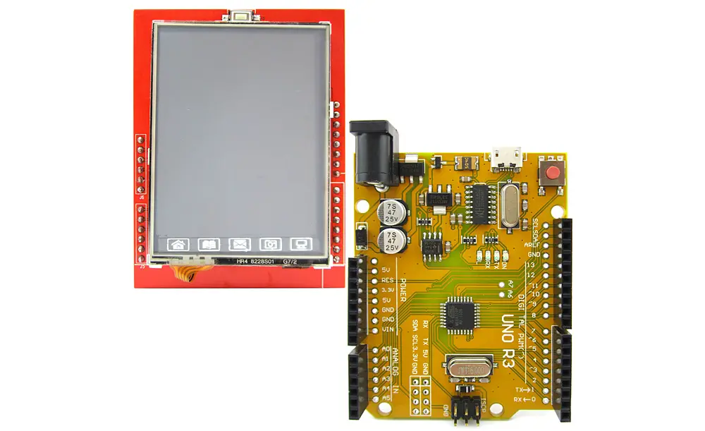 improved Version UNO R3 ATmega328P Development Board + 2.4 In TFT LCD Touch Screen Shield for Arduino