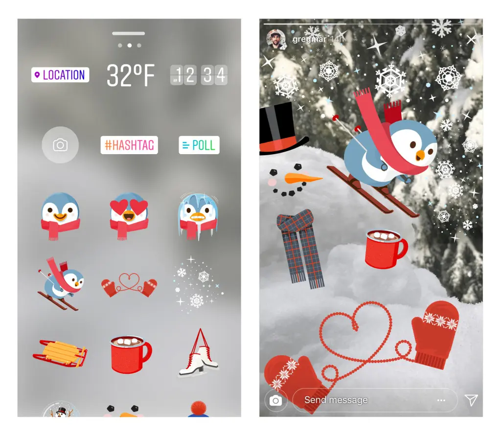 instagram winter stickers