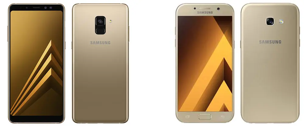 Galaxy A8 (2018) a la izquierda vs Galaxy A5 (2017) a la derecha
