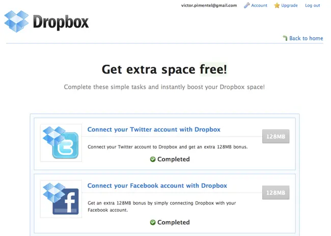 DropBox: Consigue 768MB adicionales gratis para tu Cuenta