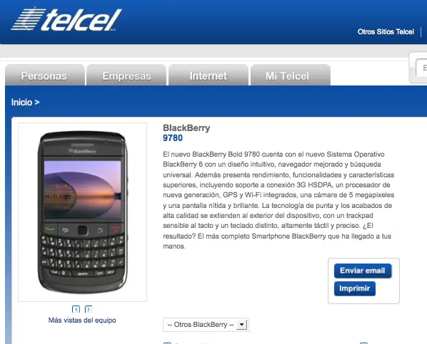 Blackberry Bold 9780 por fin en Telcel