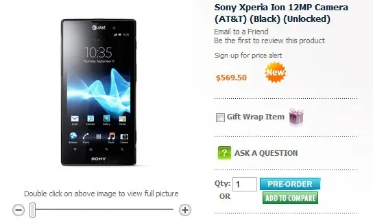 Sony Xperia Ion desbloqueado por 9.50 dlls