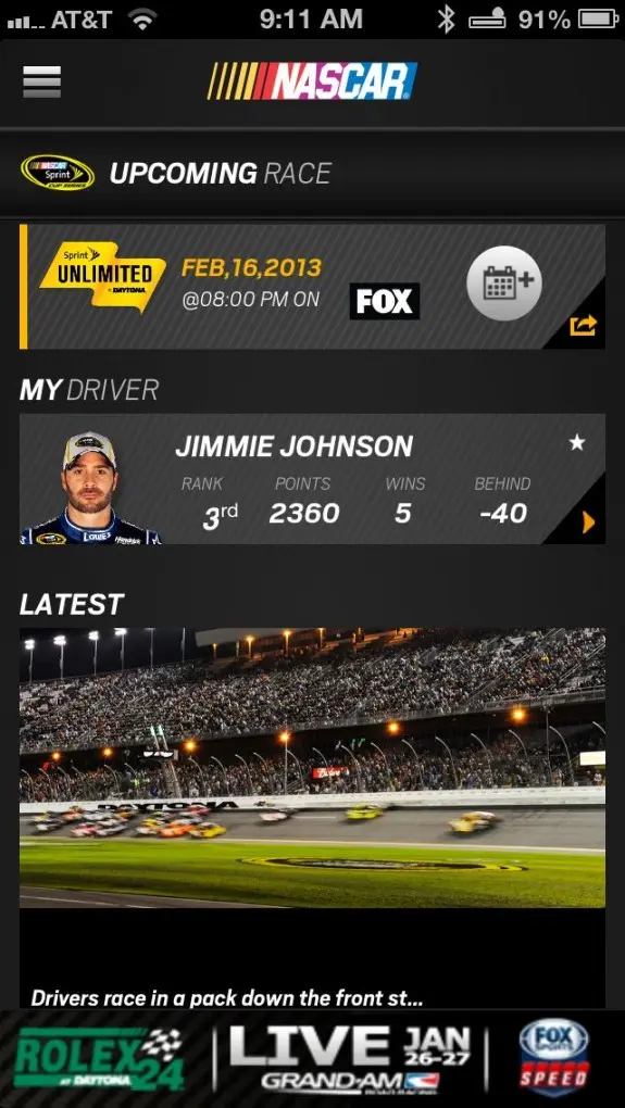 NASCAR en iPhone y Android