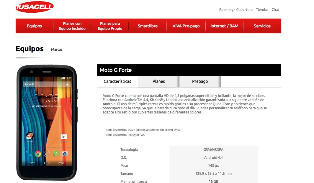 Motorola Moto G Forte a la venta en Iusacell