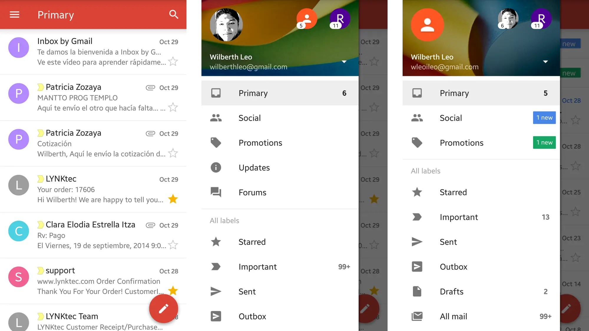 Gmail 5.0 empieza a actualizarse a través de Google Play