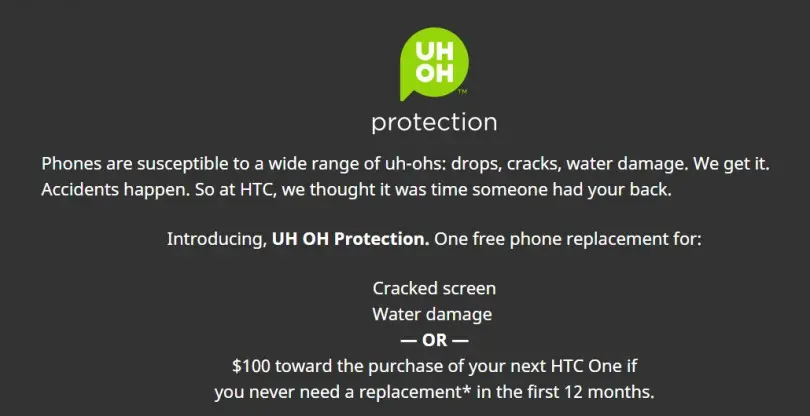 Uh Oh Protection, nuevo sistema de garantía de HTC