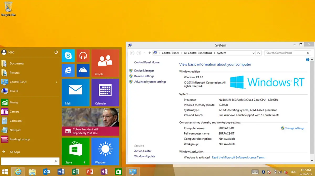 Windows 8.1 RT Update 3 añade el nuevo Menú de Inicio