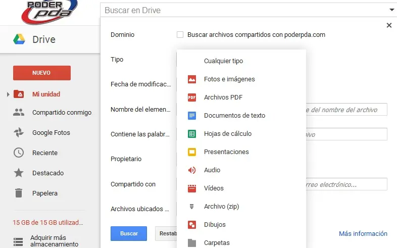 Google Drive añade filtros a las búsquedas