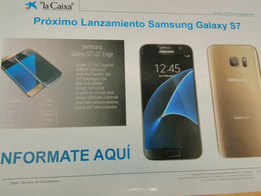 Filtran fecha de venta del Samsung Galaxy S7