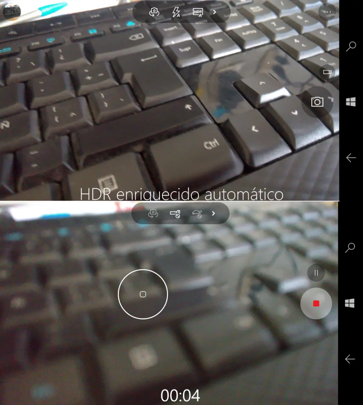 camara windows 10 Mobile Rich HDR pausa videos