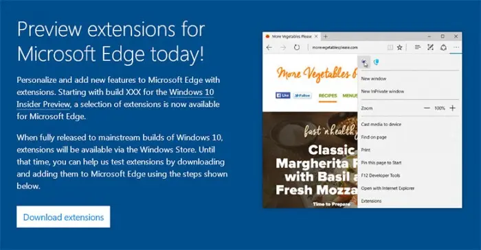 Microsoft publica erróneamente el sitio de extensiones para Edge