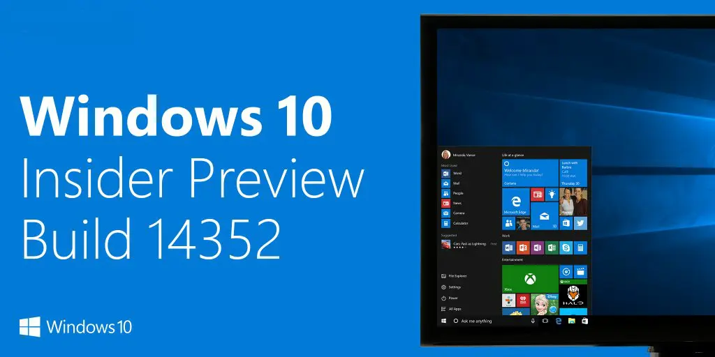 Windows 10 PC recibe la build 14352 en el anillo rápido