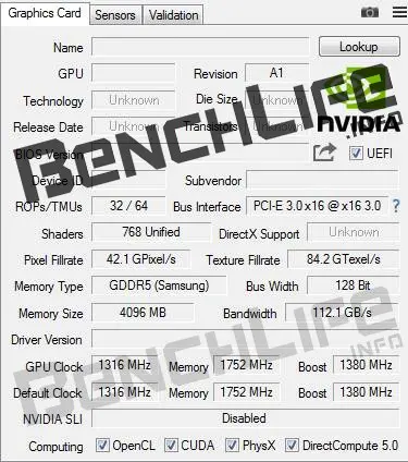 Filtran especificaciones técnicas de la NVIDIA GeForce GTX 1050
