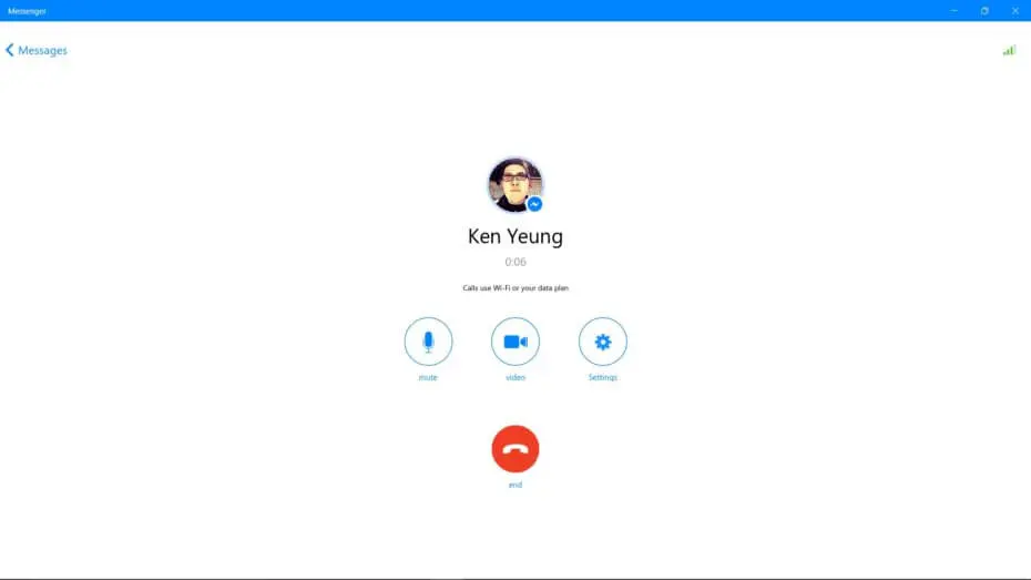 Facebook messenger para Windows 10 agrega llamadas de voz y video
