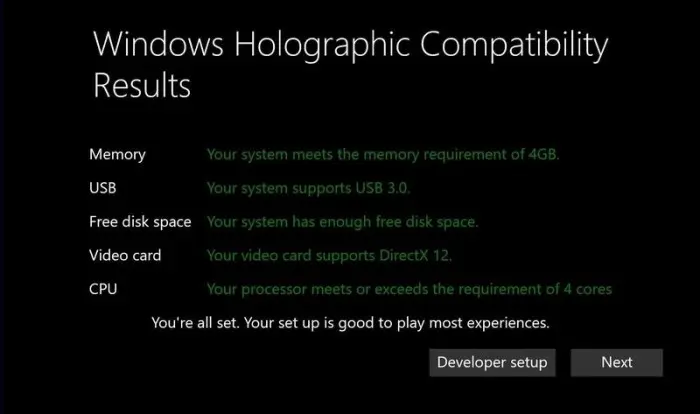 Requisitos para computadoras compatibles con VR en Windows 10