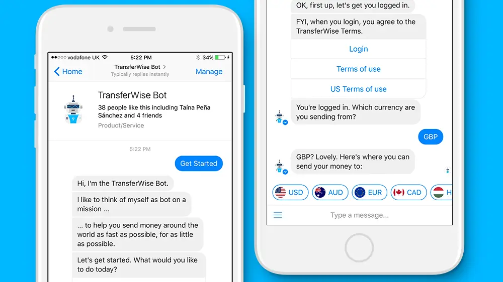 bot transferwise facebook messenger