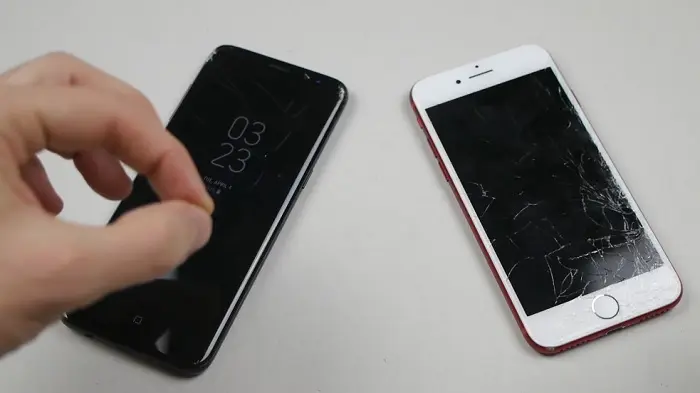 iphone 7 contra galaxy s8 prueba caida