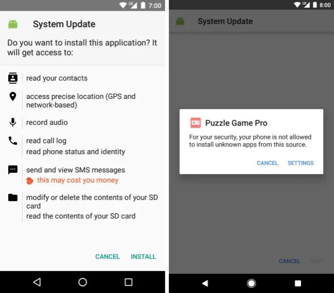 google-instalar apps desconocidas
