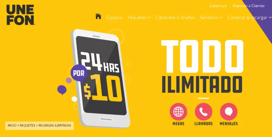 Unefon ofrece llamadas, mensajes y megas ilimitados por pesos