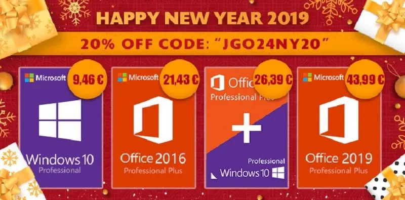 Promoción de año nuevo para comprar licencias de Windows 10 Pro y Office 2016 Pro
