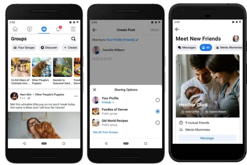 Facebook rediseña la app con énfasis en grupos y conocer nuevos amigos