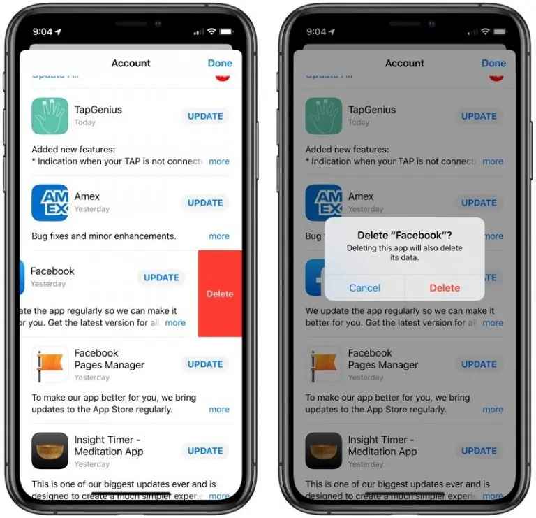 iOS 13 permite borrar apps desde la lista de actualización