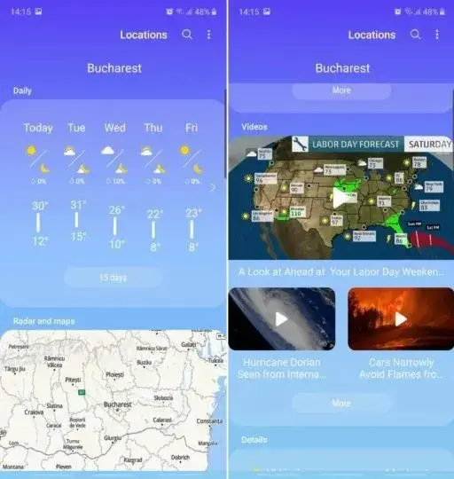 Samsung Weather estrena mapas, radares, alertas y mucho más