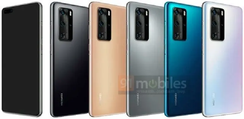 Huawei P40 aparece en renders oficiales mostrando cinco colores