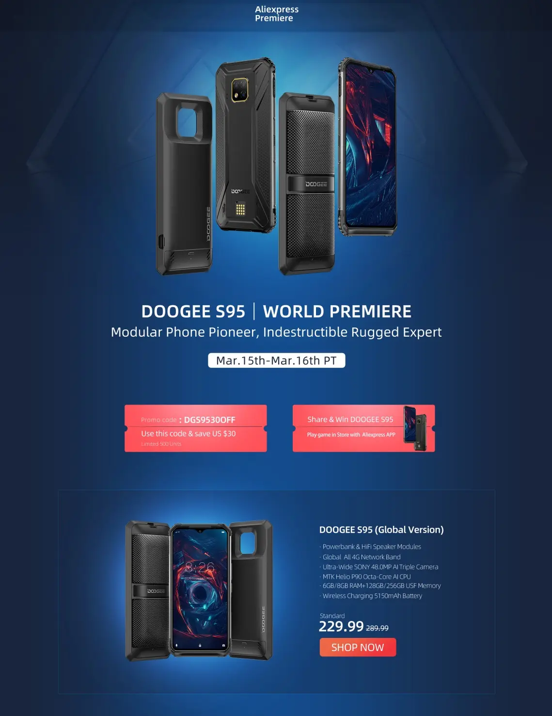 Doogee S95 debutará a nivel mundial en Aliexpress desde 9.99 USD
