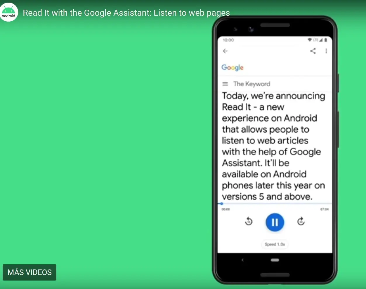 Google Assistant lee páginas web en voz alta en Android.
