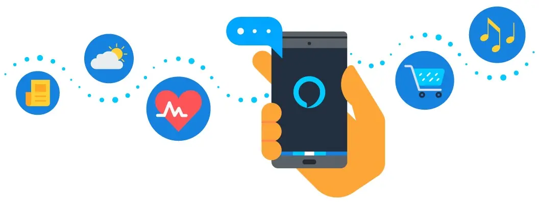 Comandos de voz en Alexa integrado en apps de Android y iOS