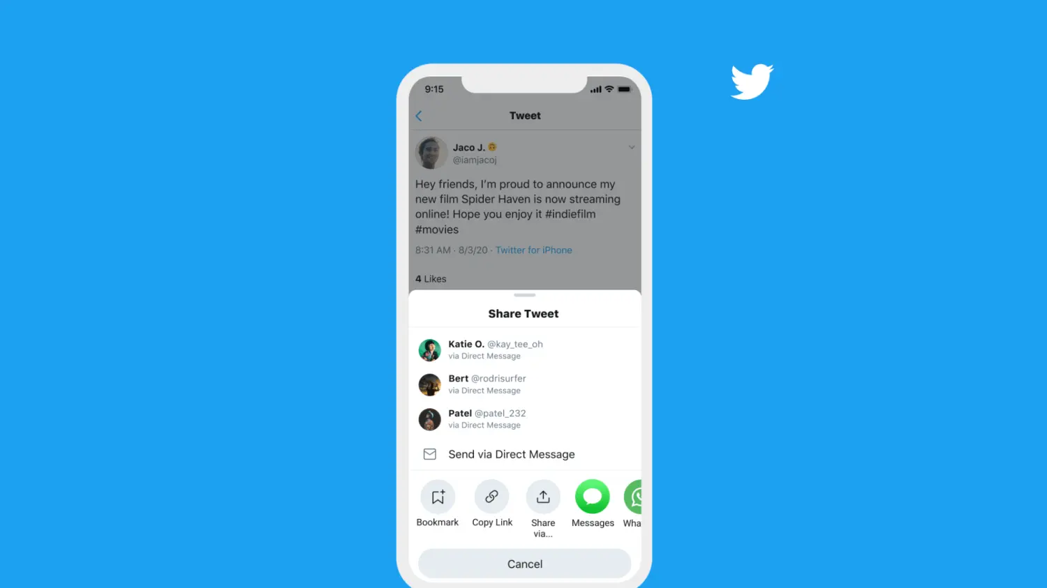 La aplicación de Twitter para iOS estrena nuevo menú de compartir