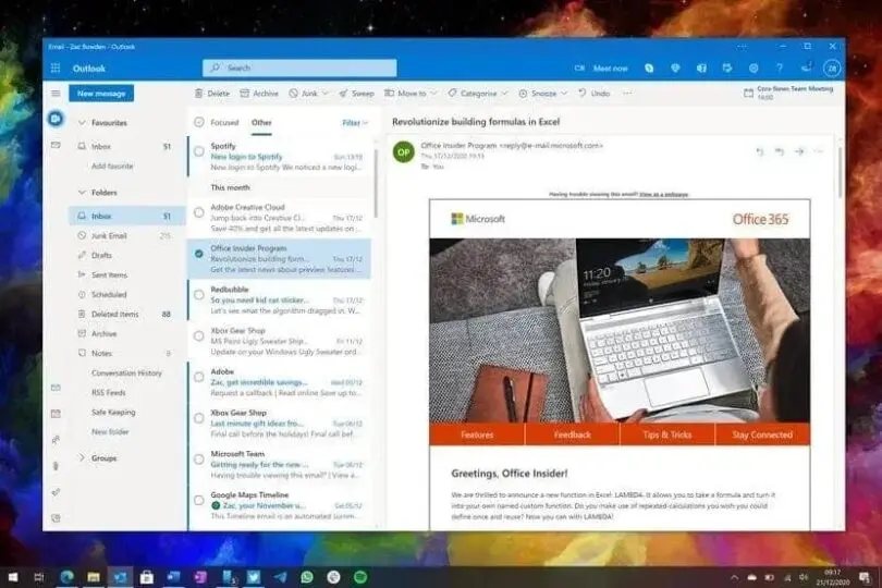 Microsoft sigue trabajando en la renovación de Outlook