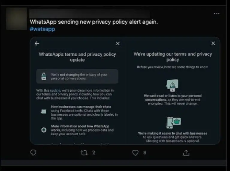 WhatsApp ha comenzado a recordar que aceptes los términos de privacidad o tu cuenta será bloqueada