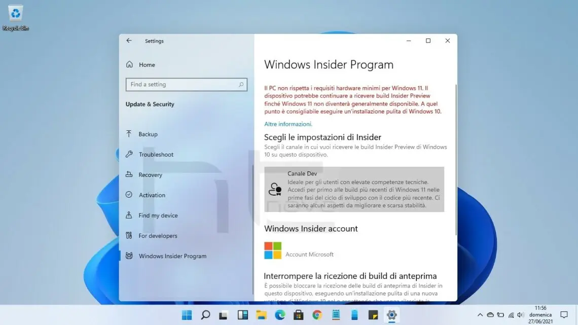¿Cómo recibir la Build de Windows 11 en un PC no compatible?