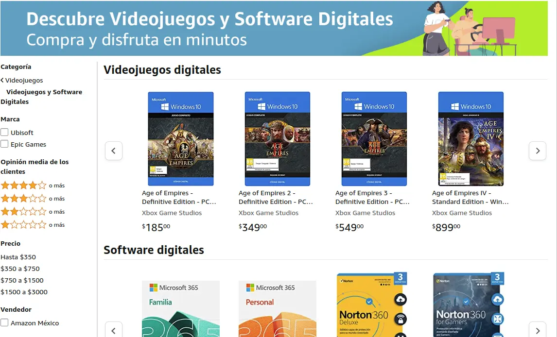 Ya puedes comprar software digital en Amazon México